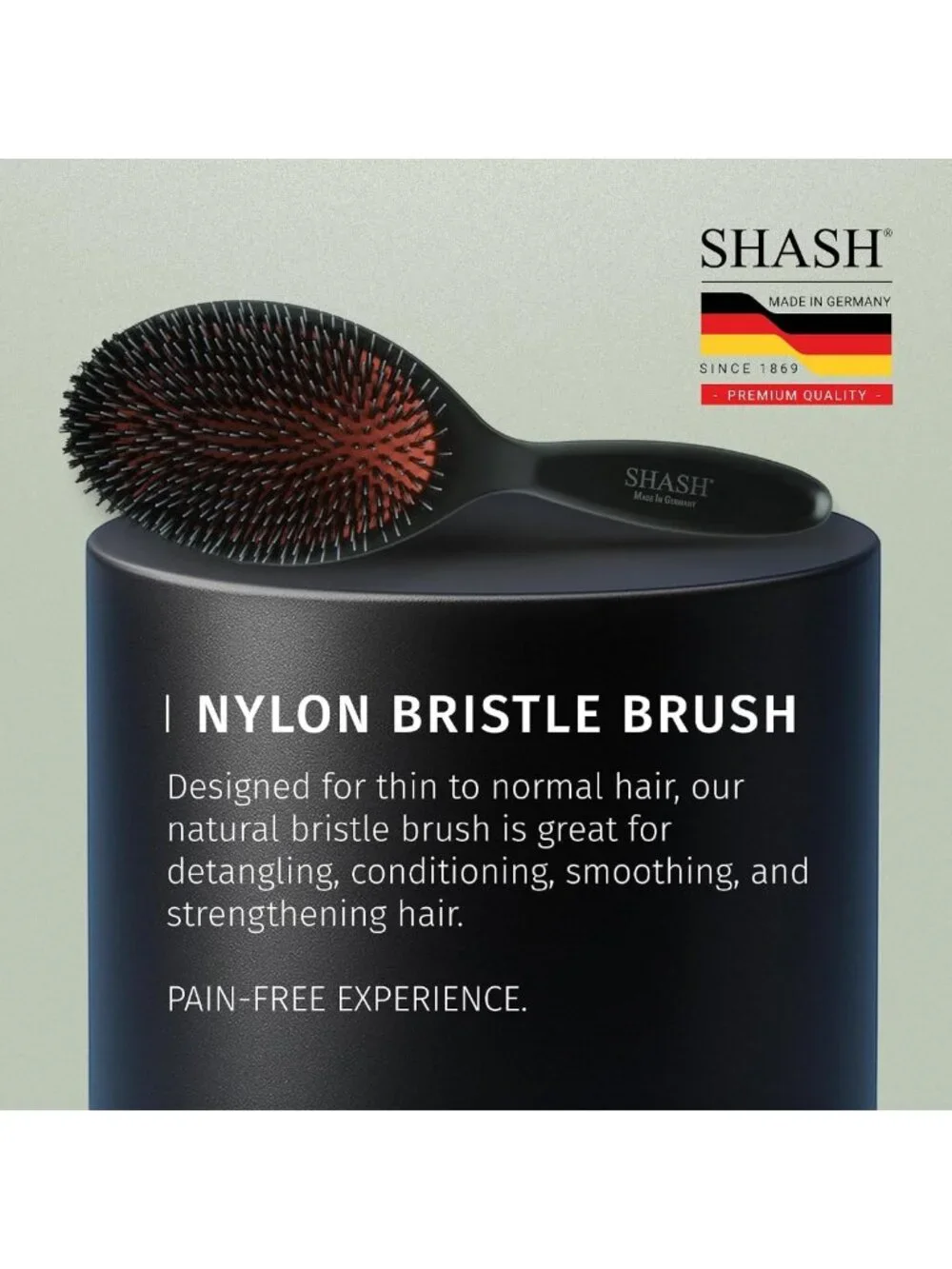Handmade Nylon & Boar Bristle Brush for Thick Hair - Detangles, Softens